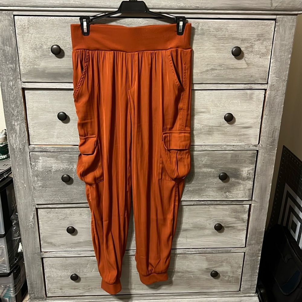 Orange cargo dress joggers